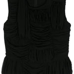 Top con ruches in nero - donna 