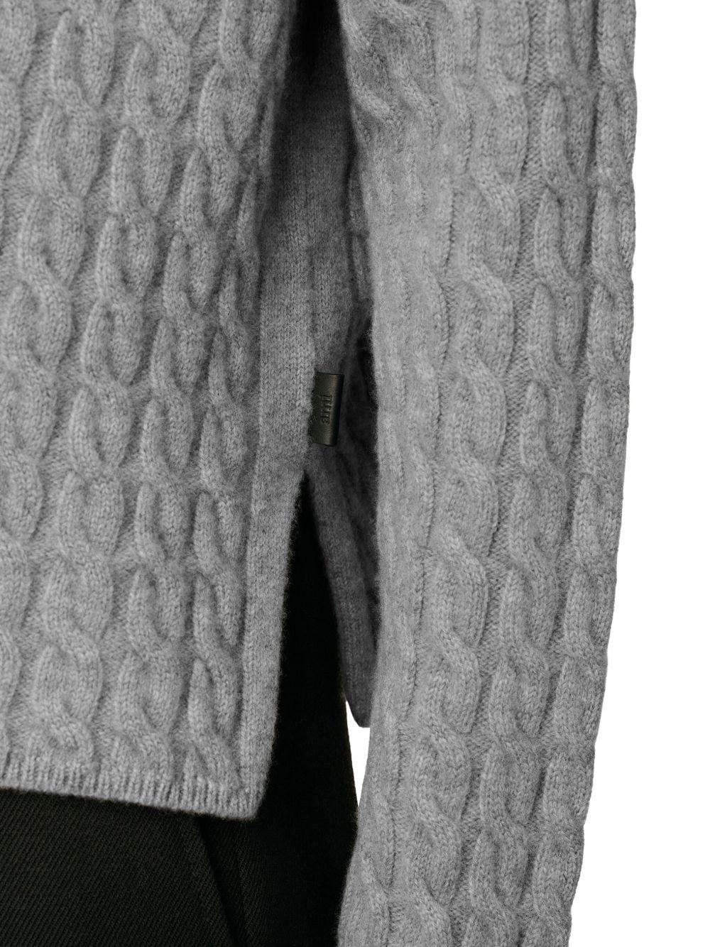 Maglione polo a trecce in grigio Ami paris - unisex 
