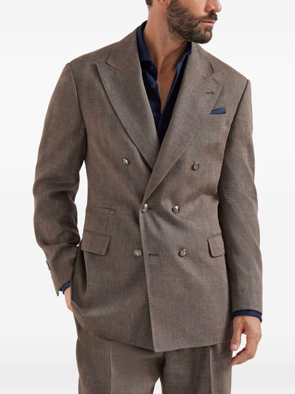 Blazer doppiopetto in marrone Brunello cucinelli - uomo 