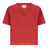 T-shirt Faaa Lds con scollo a V in rosso Loulou de saison - donna 