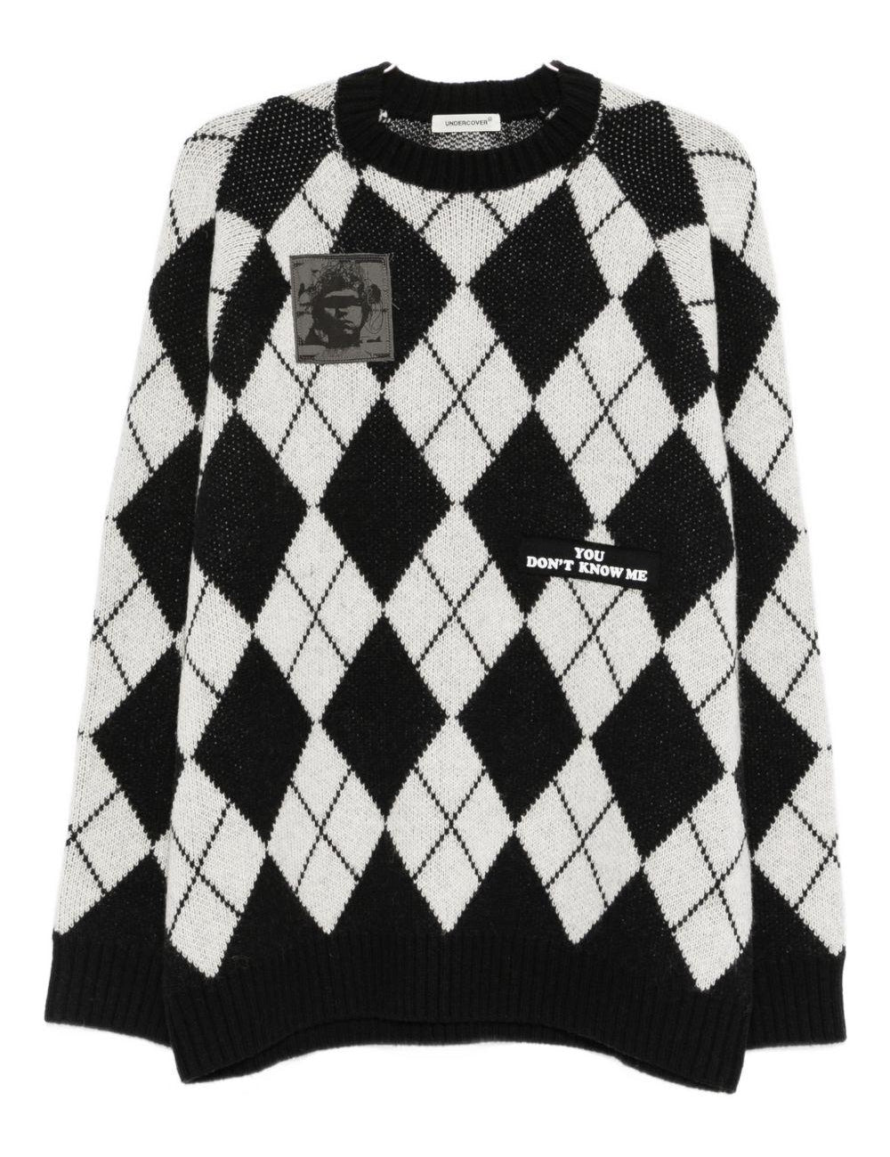 Maglione a rombi in nero Undercover - uomo 