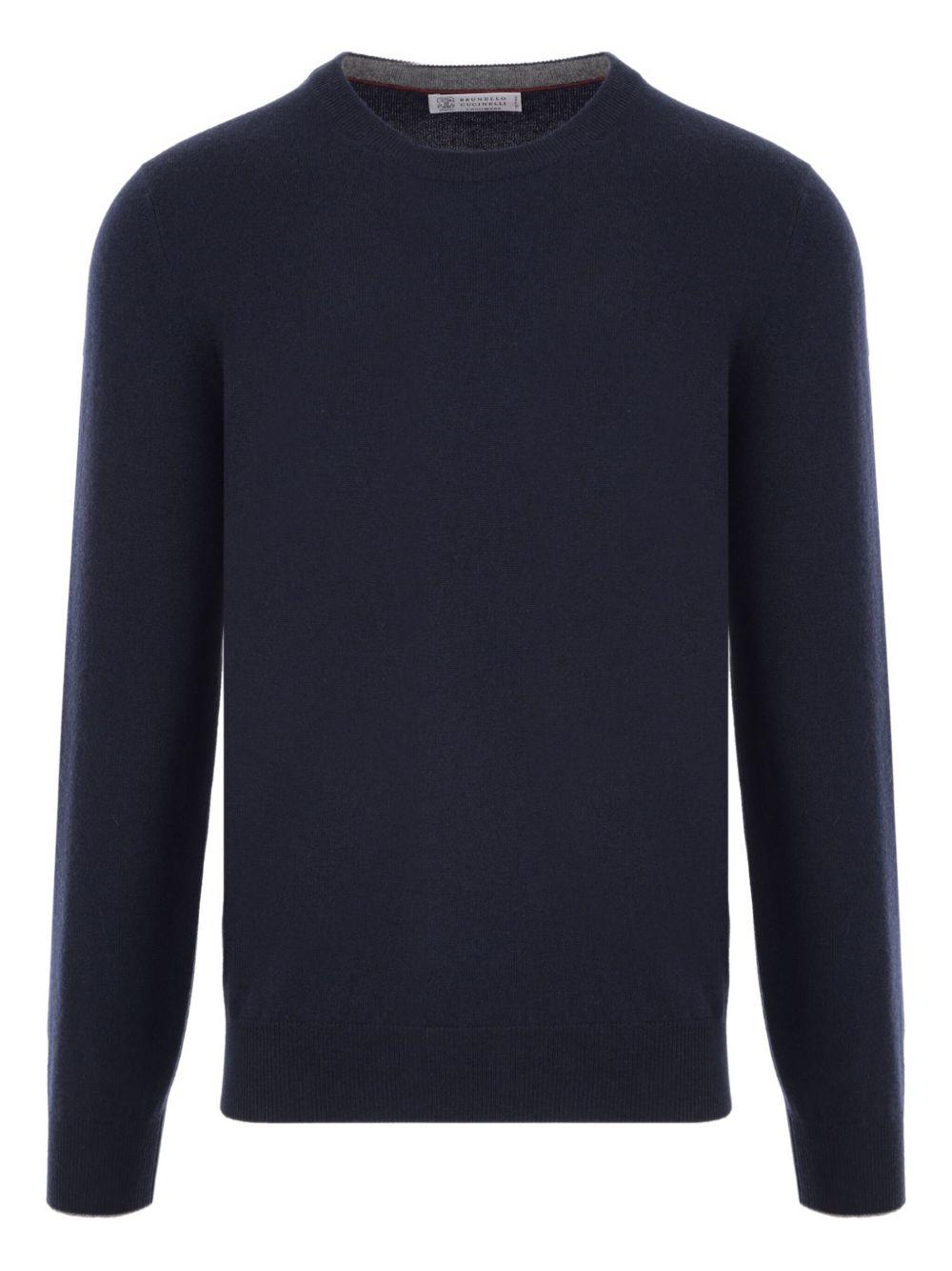 Maglione a girocollo in blu Brunello cucinelli - uomo 