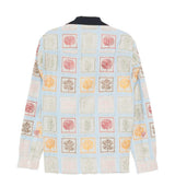 Camicia patchwork ricamata in azzurro Baziszt - uomo 