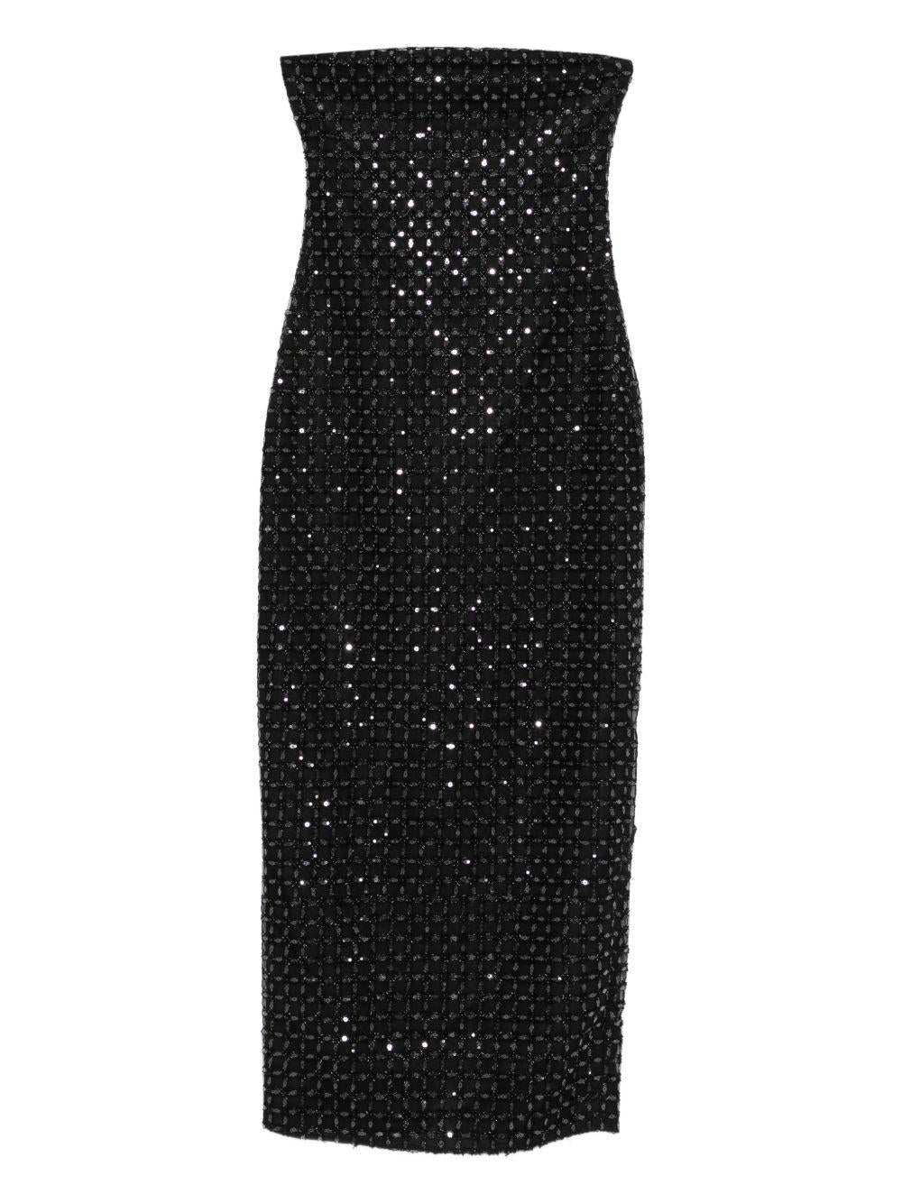 Abito lungo con perline in nero Rotate - donna 