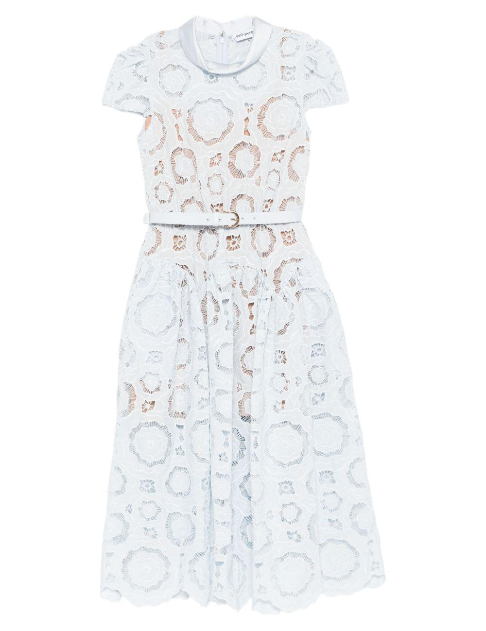 Abito midi in pizzo a fiori in azzurro Self-Portrait - donna 