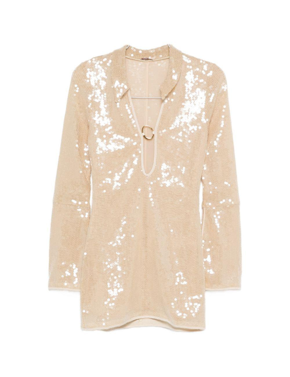 Abito marylin con paillettes in beige Oséree - donna 