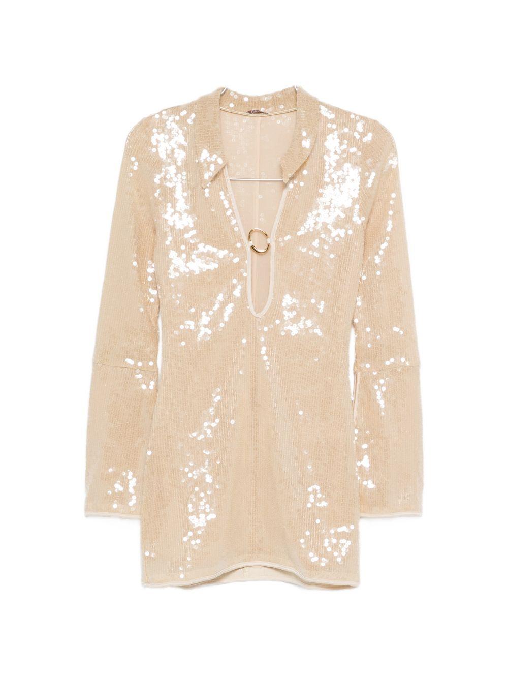 Abito marylin con paillettes in beige Oséree - donna 