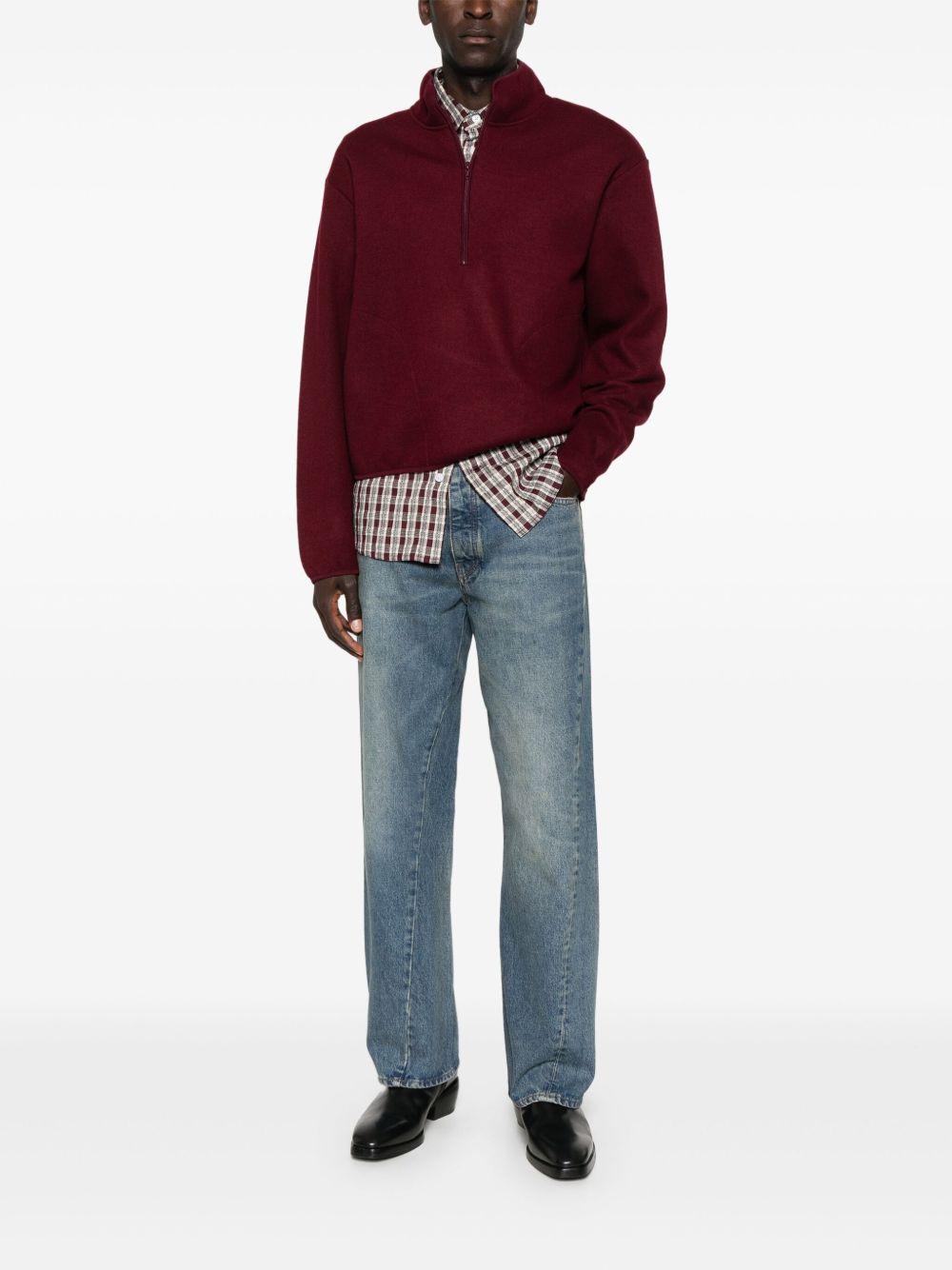 Felpa in lana con mezza zip in bordeaux Sunflower - uomo 