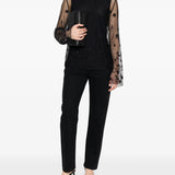 Blusa trasparente con ricamo a fiori in nero Toteme - donna 