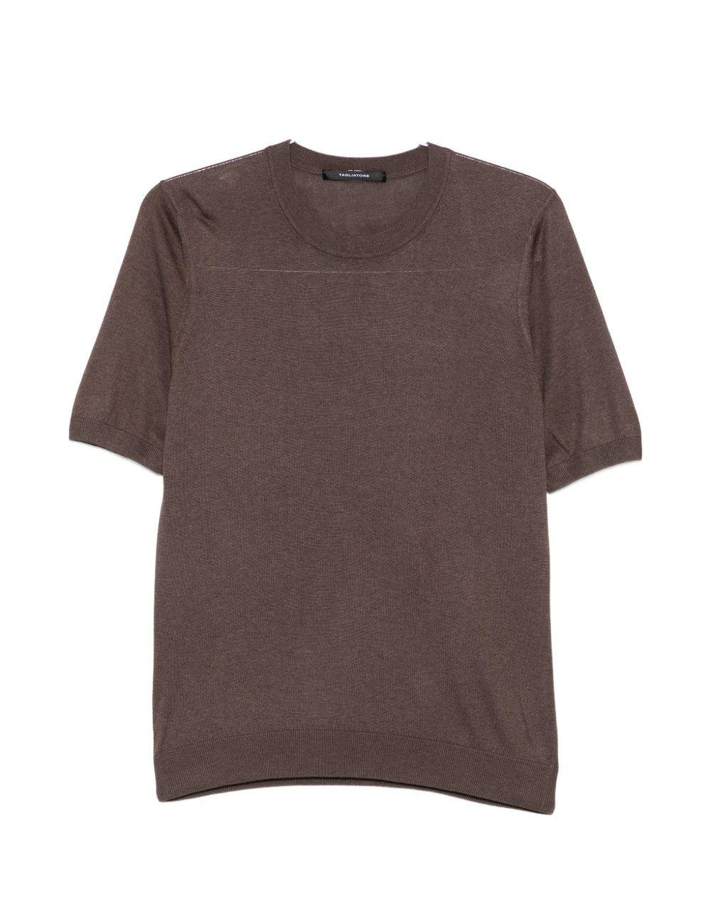 T-shirt a maniche corte in marrone Tagliatore - uomo 