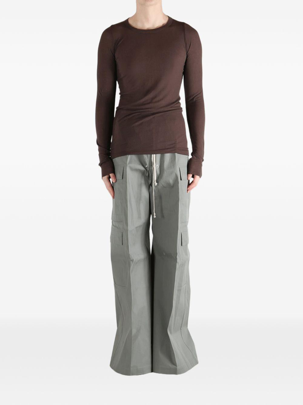 T-shirt a maniche lunghe a costine in marrone Rick owens - uomo 