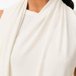 Top Lavalliere con foulard in avorio 