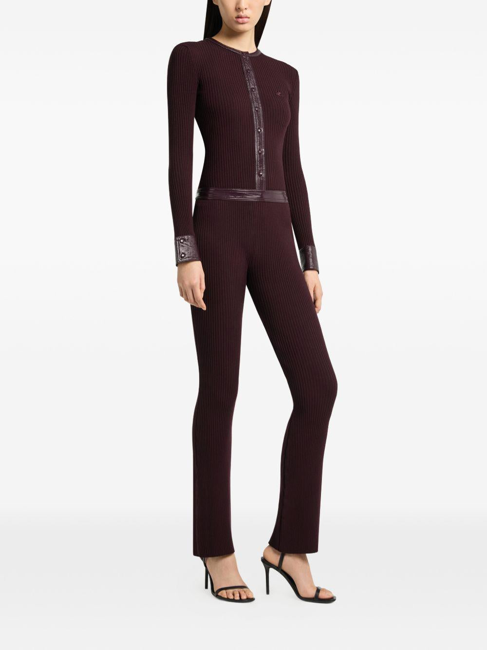 Cardigan con bottoni e logo in borgogna 