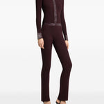 Cardigan con bottoni e logo in borgogna 