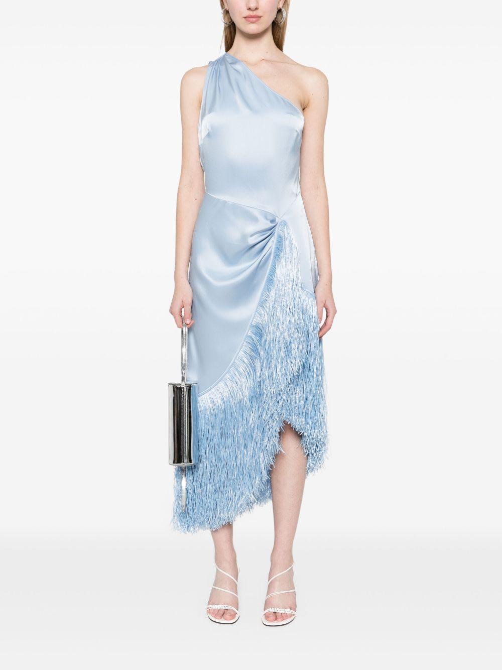 Abito midi con frange in azzurro chiaro David Koma - donna 