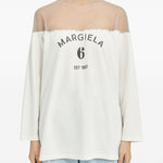 T-shirt a maniche lunghe con dettaglio trasparente in bianco Mm6 maison margiela - donna 
