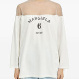 T-shirt a maniche lunghe con dettaglio trasparente in bianco Mm6 maison margiela - donna 