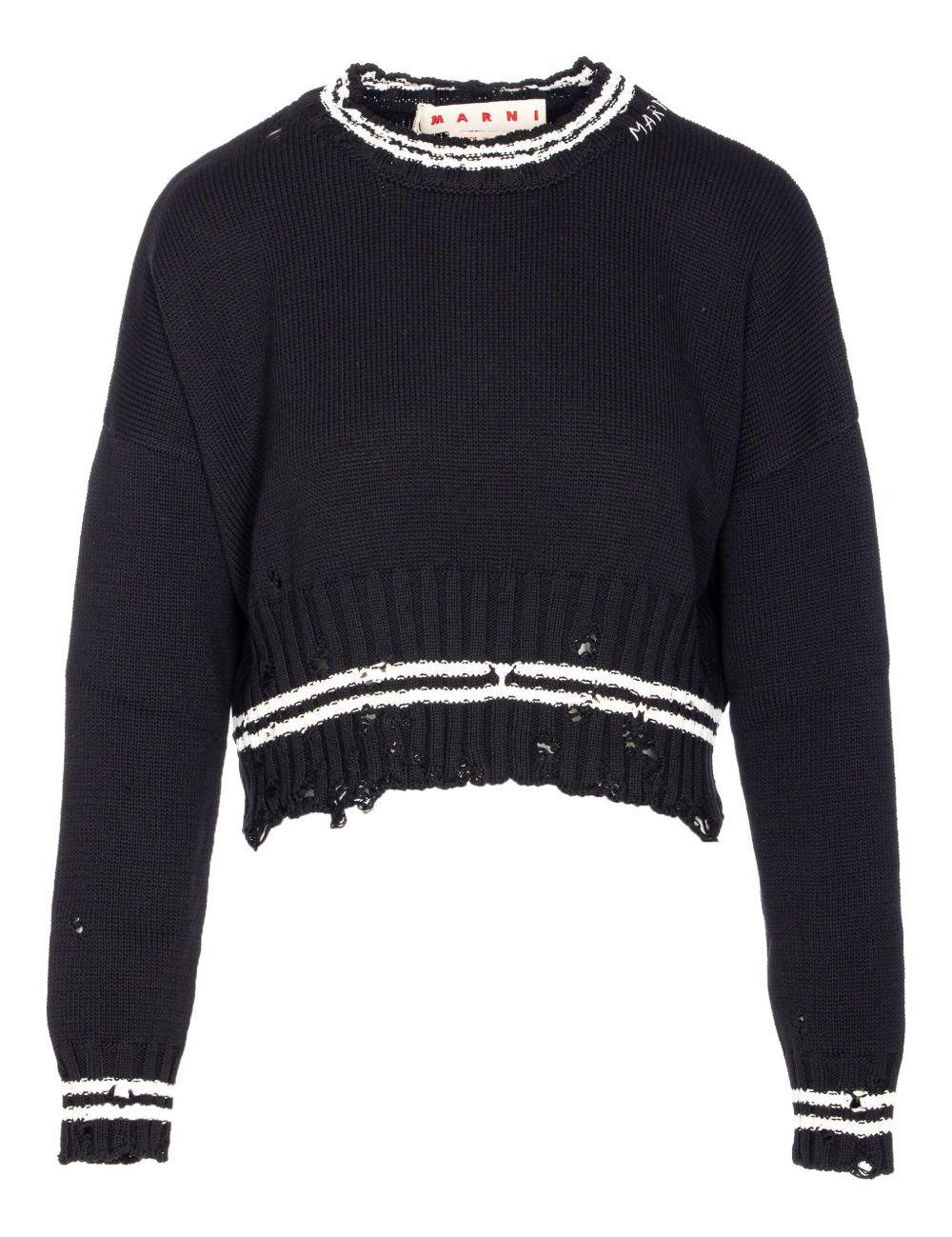 Maglione con effetto consumato in nero Marni - donna 
