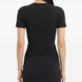 Body opaque a maniche corte in nero Wardrobe NYC - donna 