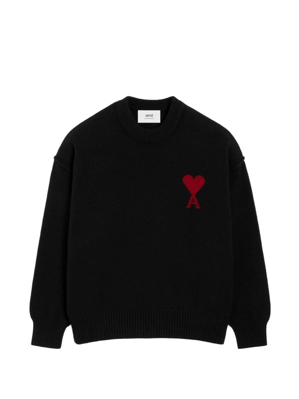 Maglione ami de coeur in nero Ami paris - unisex 