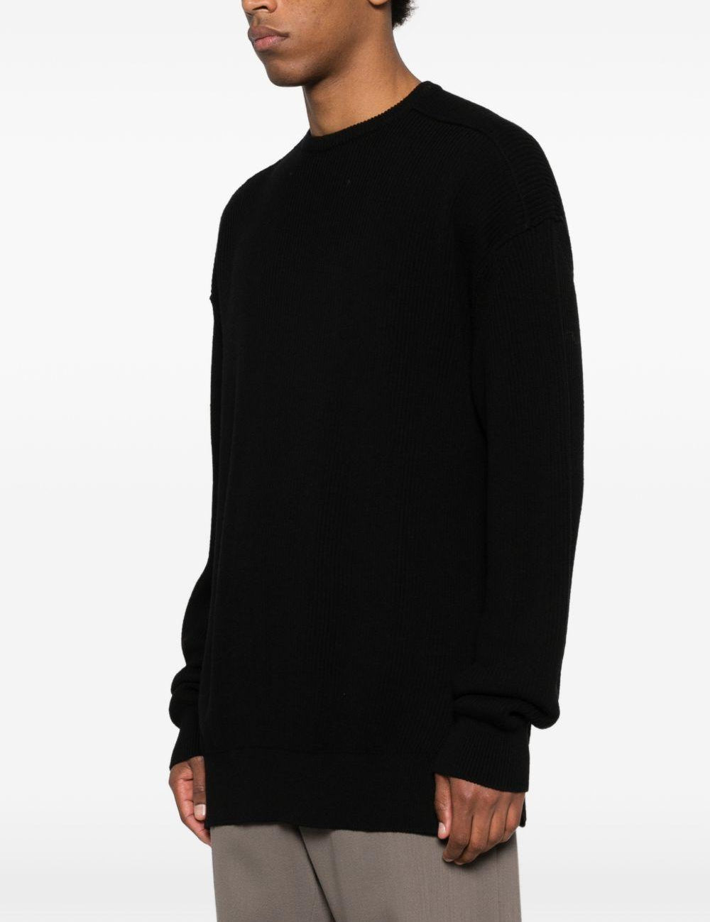 Maglione girocollo a maniche lunghe jumbo in nero Rick owens - uomo 