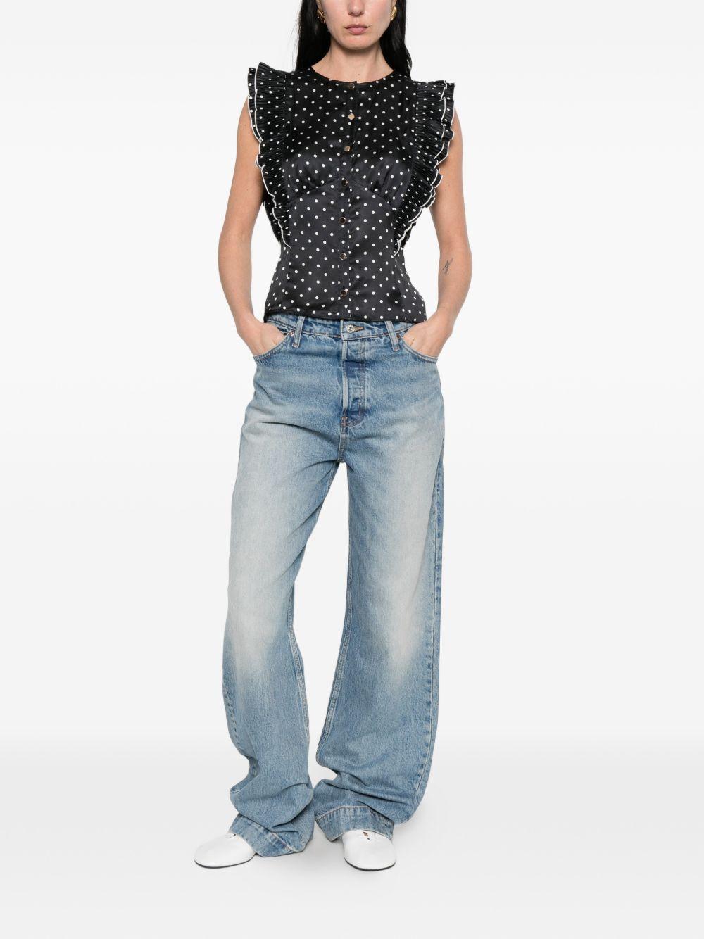 Top a pois con volant in nero Self-portrait - donna 
