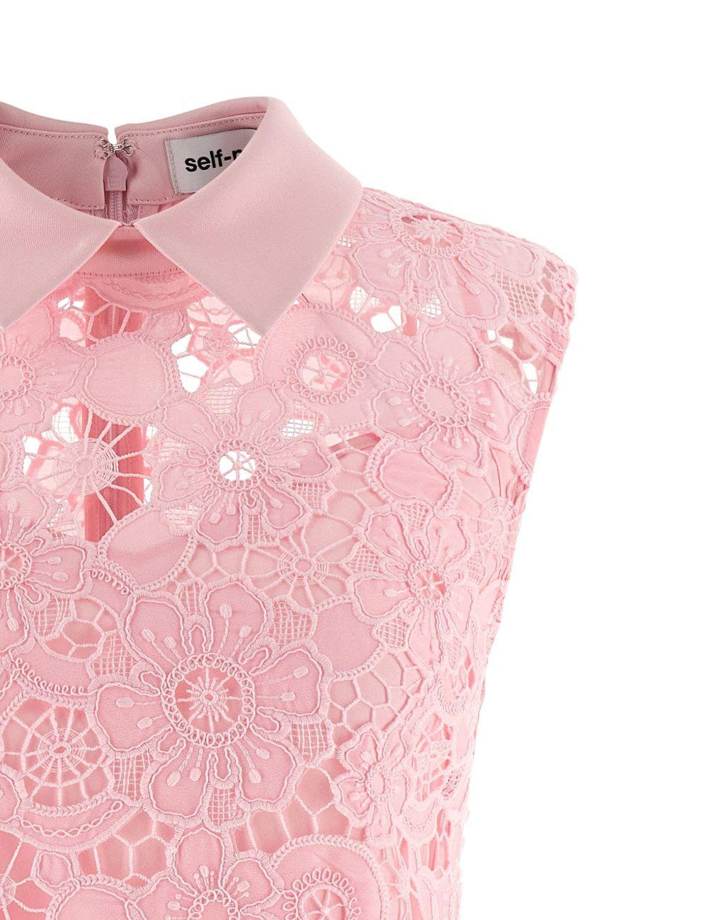 Abito in pizzo con colletto in rosa Self-Portrait - donna 