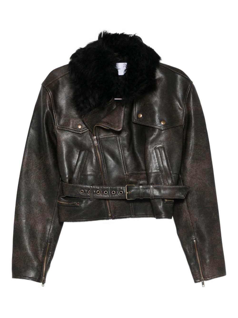 Giacca crop con collo in pelliccia in marrone Alex perry - donna 