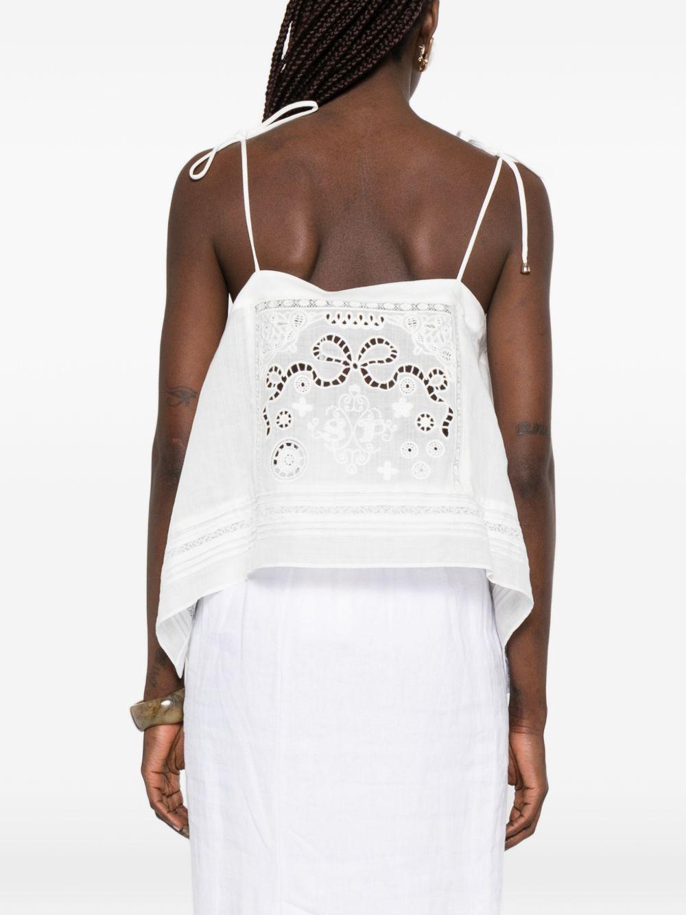 Top in ramie ricamato in bianco Self-portrait - donna 