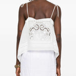 Top in ramie ricamato in bianco Self-portrait - donna 
