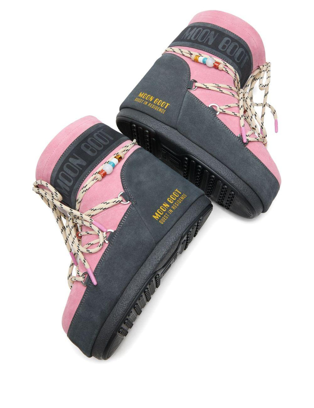 Stivali da neve con lacci e logo in rosa e blu Moon boot x guest in residence - donna 