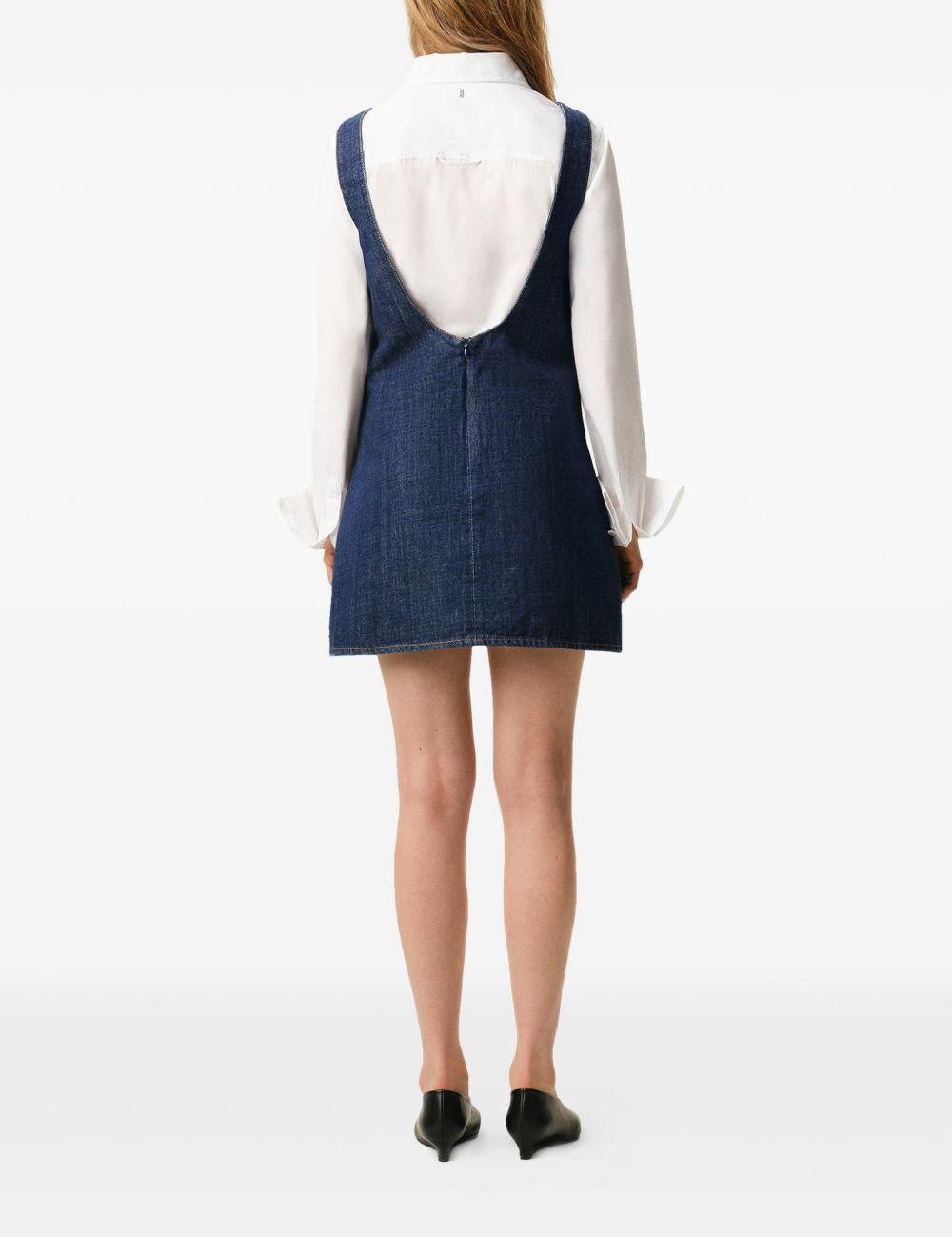 Abito corto in denim blu Ami Paris - donna 