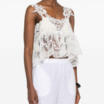 Top con lacci in pizzo in bianco Maurizio - donna 