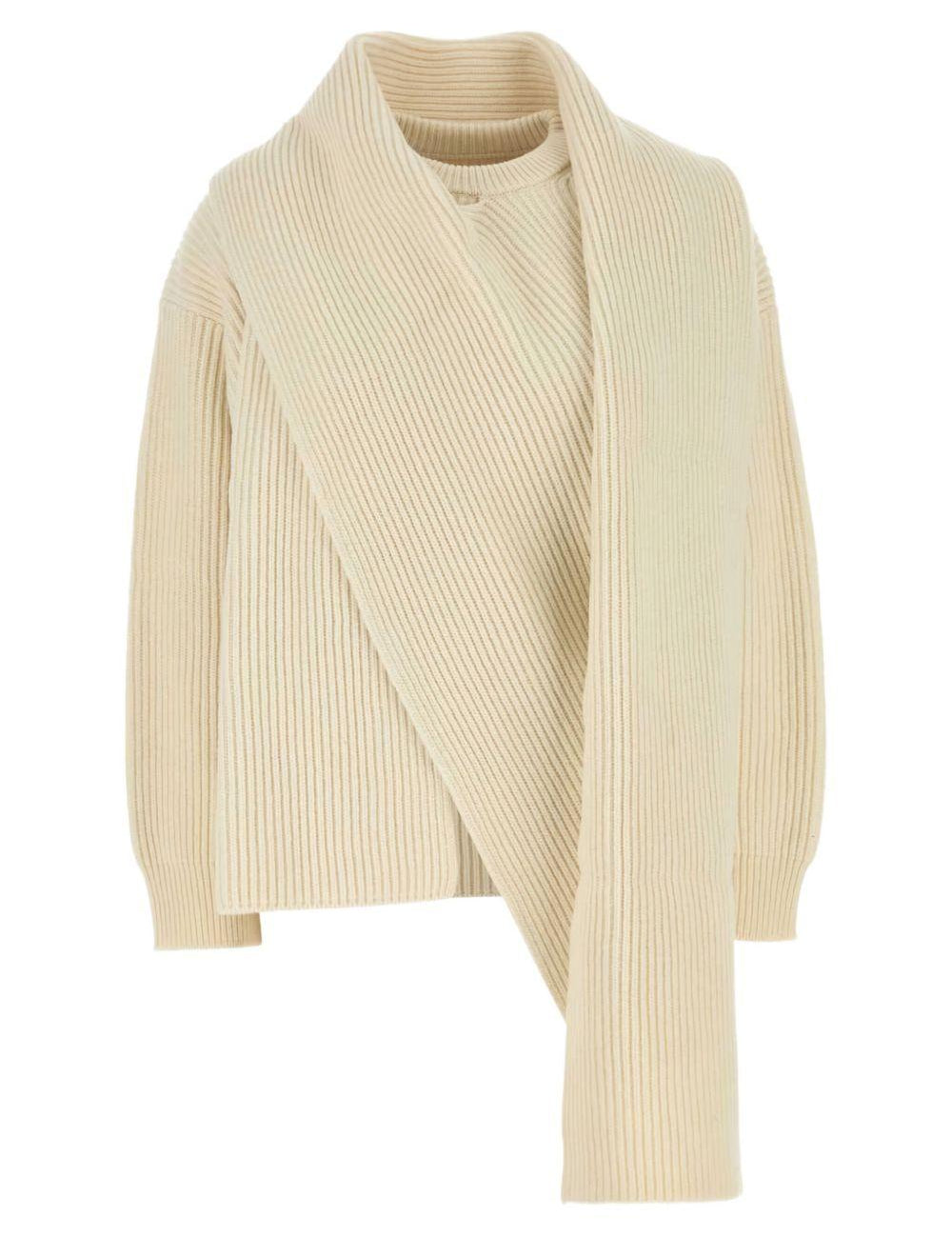 Maglione con dettaglio a sciarpa in beige Jil sander - donna 