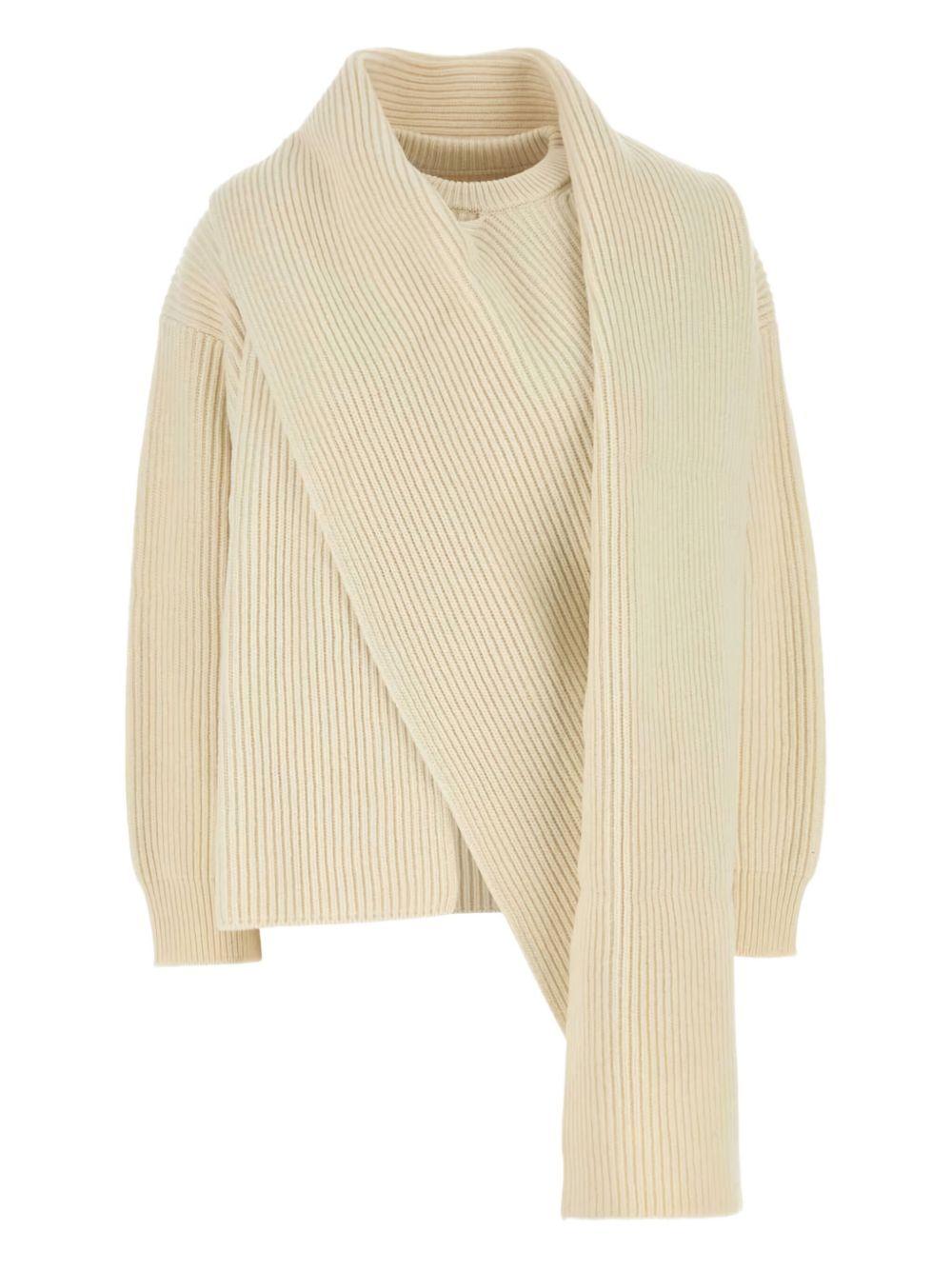 Maglione con dettaglio a sciarpa in beige Jil sander - donna 