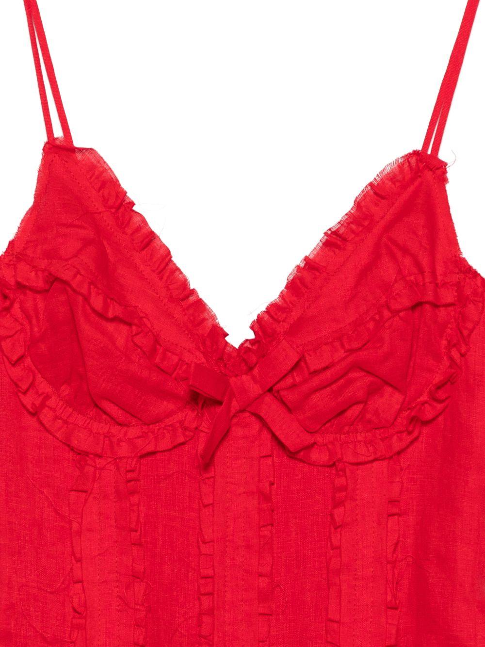 Body con volant e dettaglio a fiocco in rosso Shushu/tong - donna 