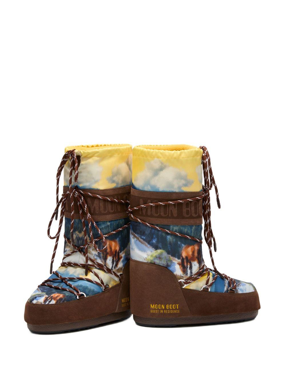 Stivali da neve con lacci e stampa graficamulticolore Moon boot x guest in residence - donna 