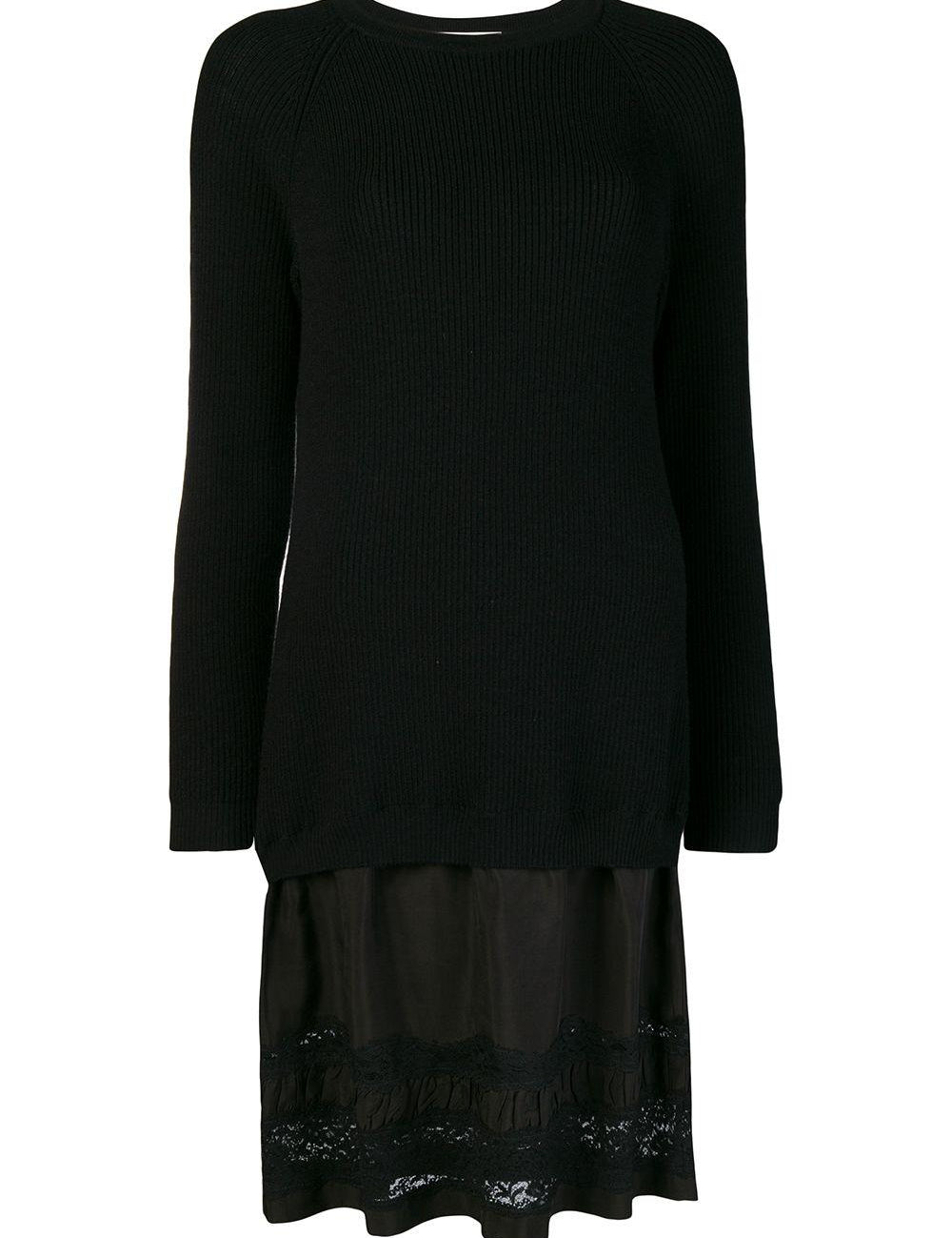 Abito in maglia con gonna in pizzo in nero Moschino - donna 