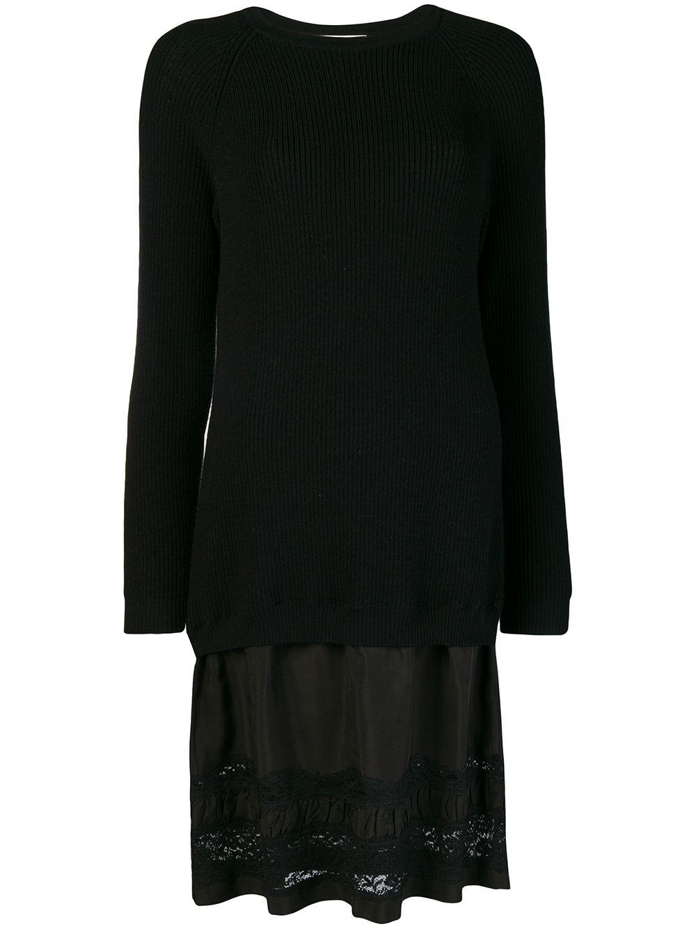 Abito in maglia con gonna in pizzo in nero Moschino - donna 