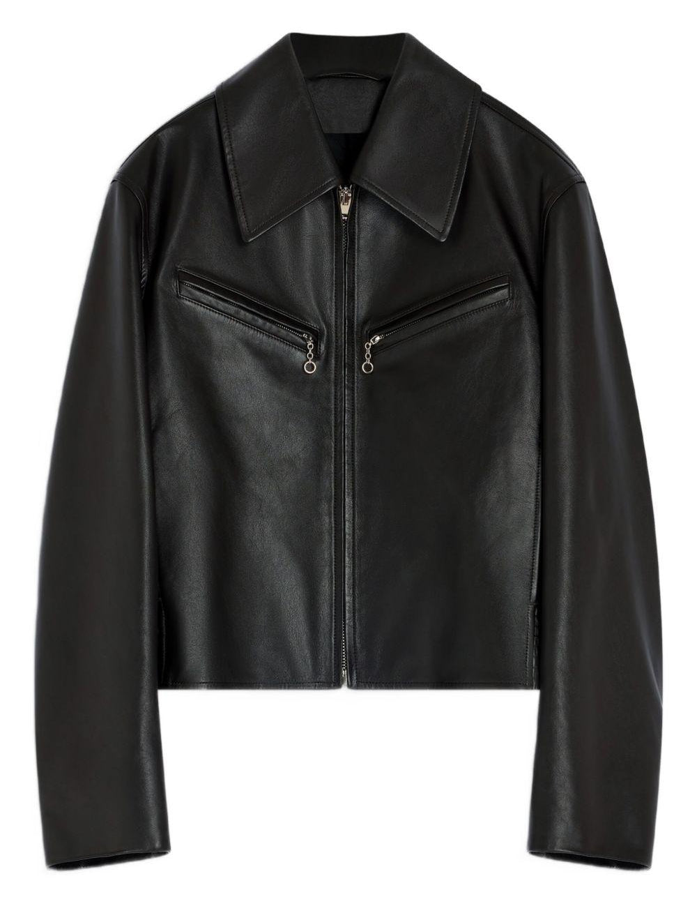 Giacca in pelle con zip in marrone Lemaire - donna 