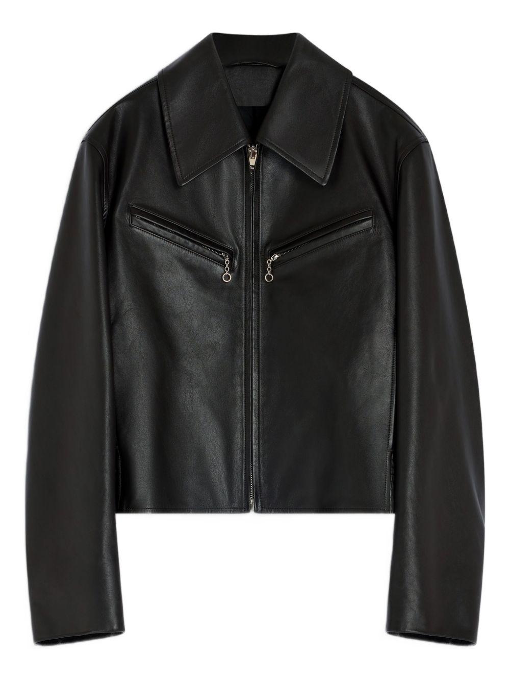 Giacca in pelle con zip in marrone Lemaire - donna 