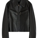 Giacca in pelle con zip in marrone Lemaire - donna 