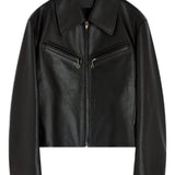Giacca in pelle con zip in marrone Lemaire - donna 