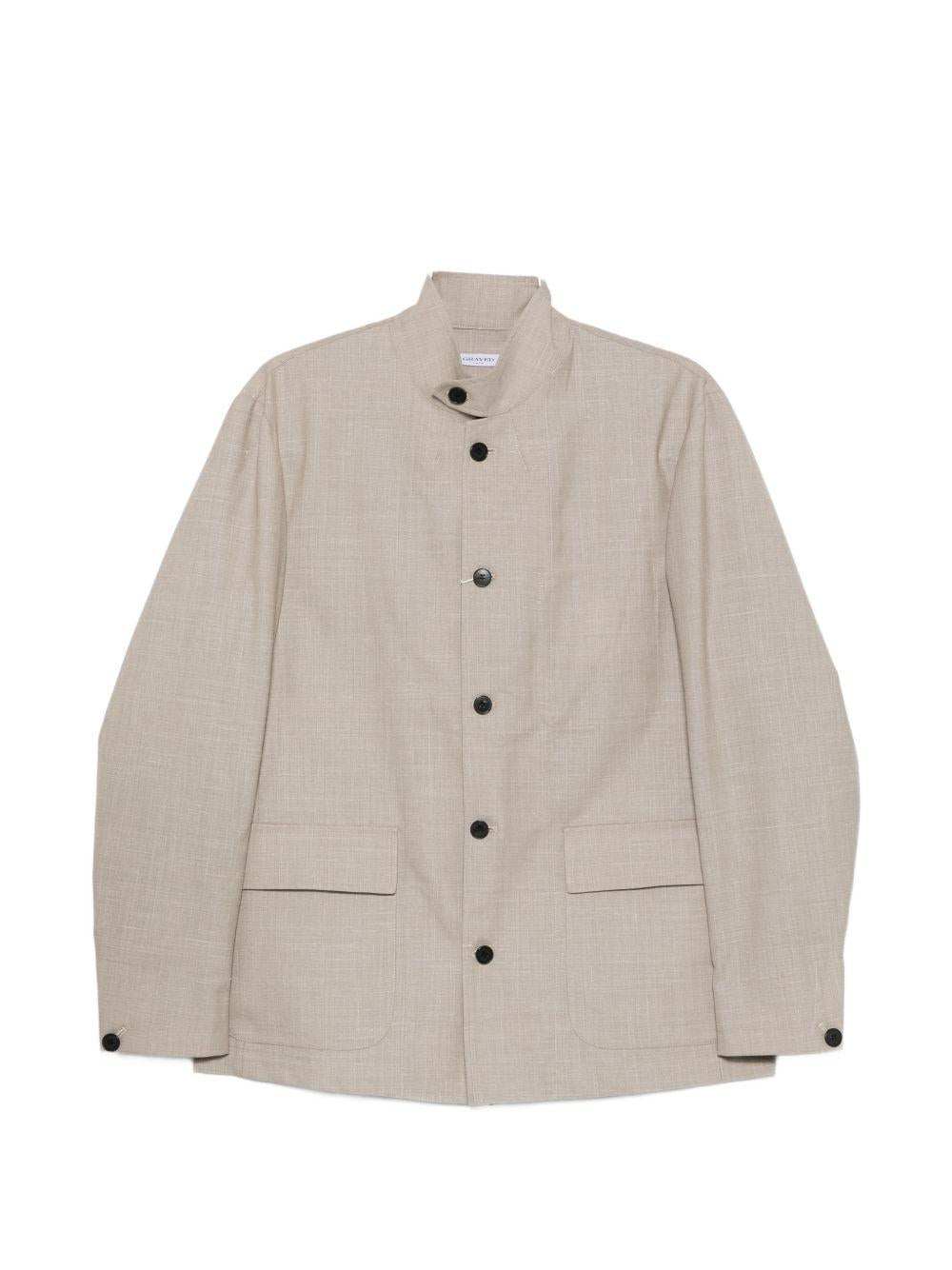 Giacca-camicia con bottoni in beige Grayed - uomo 