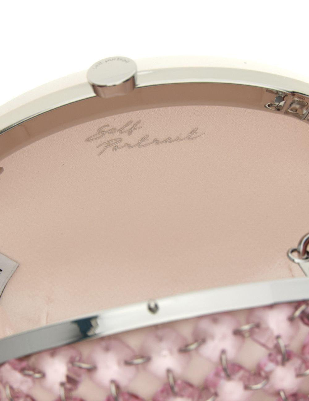 Borsa ovale con catena di cristalli in rosa 