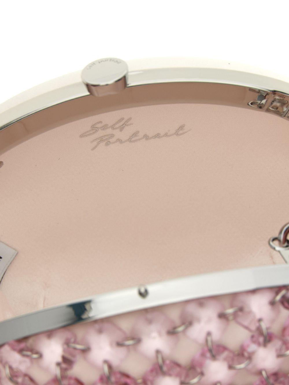 Borsa ovale con catena di cristalli in rosa 