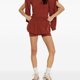 Shorts 2 in 1 con logo in rosso terracotta Adidas by Stella Mc Cartney - donna 