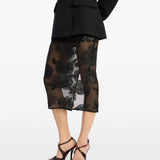 Gonna midi con decorazione a fiori in nero Rotate holiday - donna 