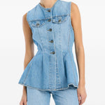 Top svasato in denim Rotate - donna 