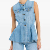 Top svasato in denim Rotate - donna 